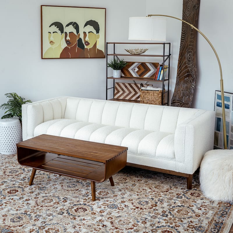 GDFStudio - Alice Modern Solid Wood Coffee Table with Slatted Storage Compartment - 44"