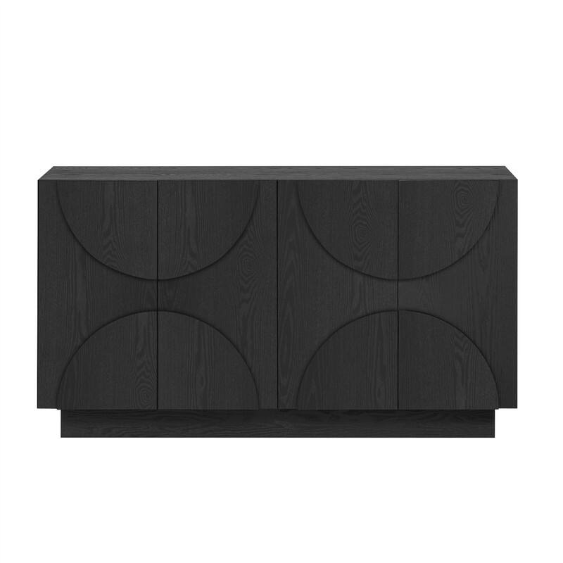 4-Door Sideboard with Adjustable Shelves, Buffet Cabinet with Semi-Circular Handles for Dining Room, Kitchen, and Living Room