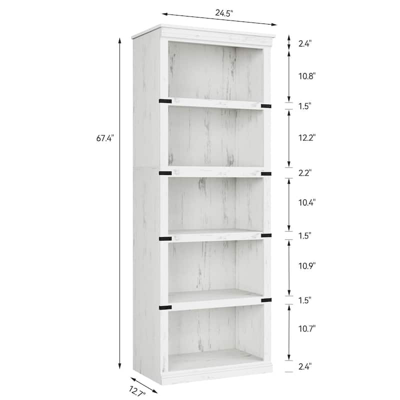 5 Tier Bookcase Modern Farmhouse Book Shelf