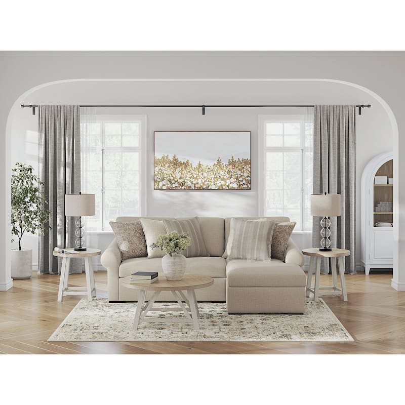 Signature Design by Ashley LadyMae Beige 2-Piece Sectional with Chaise - 102" W x 69" D x 40" H - Right Facing