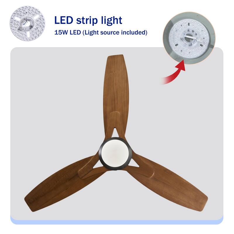 52 in. Indoor/Outdoor Brown Retro 5-Palm Leaf Shaped Blades Tropical Ceiling Fan without Light