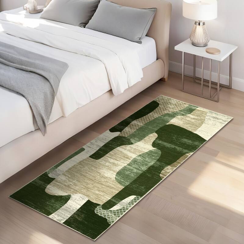 Area Rug Modern Abstract Rugs for Living Room Geometric Non-Slip Backing Low Pile Floor Carpet