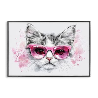 Stupell Cool Cat with Sunglasses Framed Giclee Art Design By LSR Creative Studio
