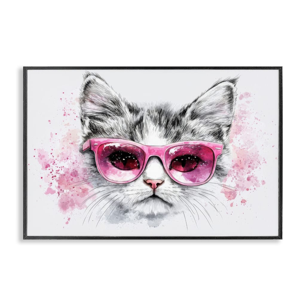 Stupell Cool Cat with Sunglasses Framed Giclee Art Design By LSR Creative Studio