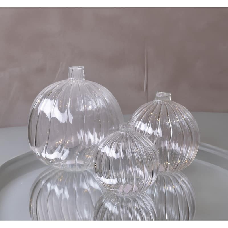 Decorative Swirl Glass Bottle Vase - 8.5" - Clear
