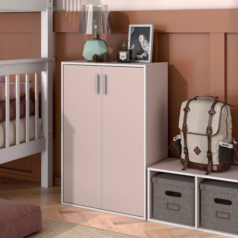 DH BASIC Modern Wood Customizable Stackable Storage Organizer - Cube Shelves, Drawer Cabinet, Bookcase with Doors by Denhour