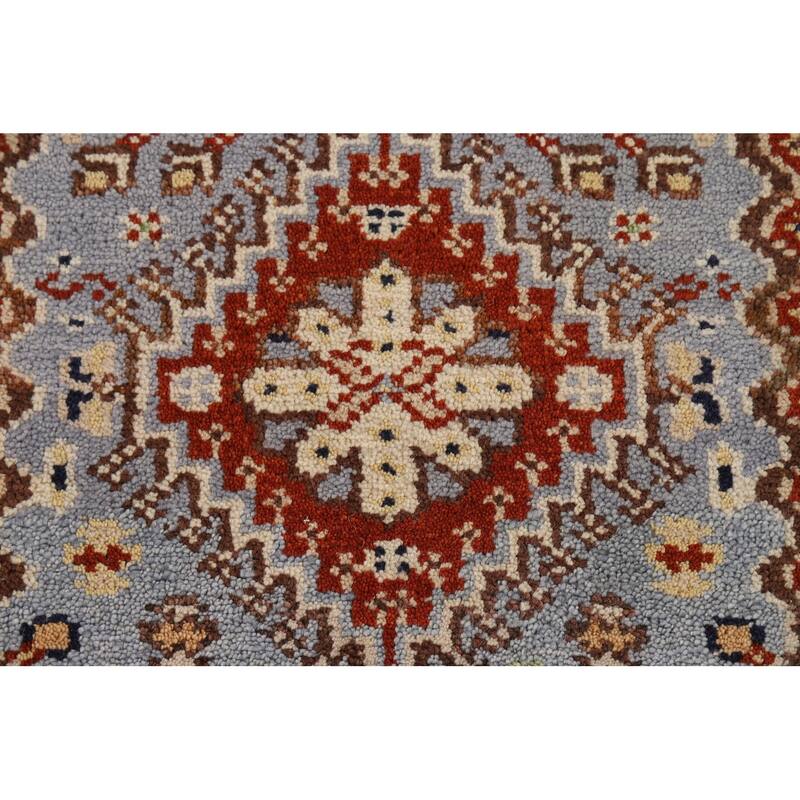 Geometric Traditional Heriz Serapi Runner Rug Handmade Wool Carpet - 2'7"x 8'1"