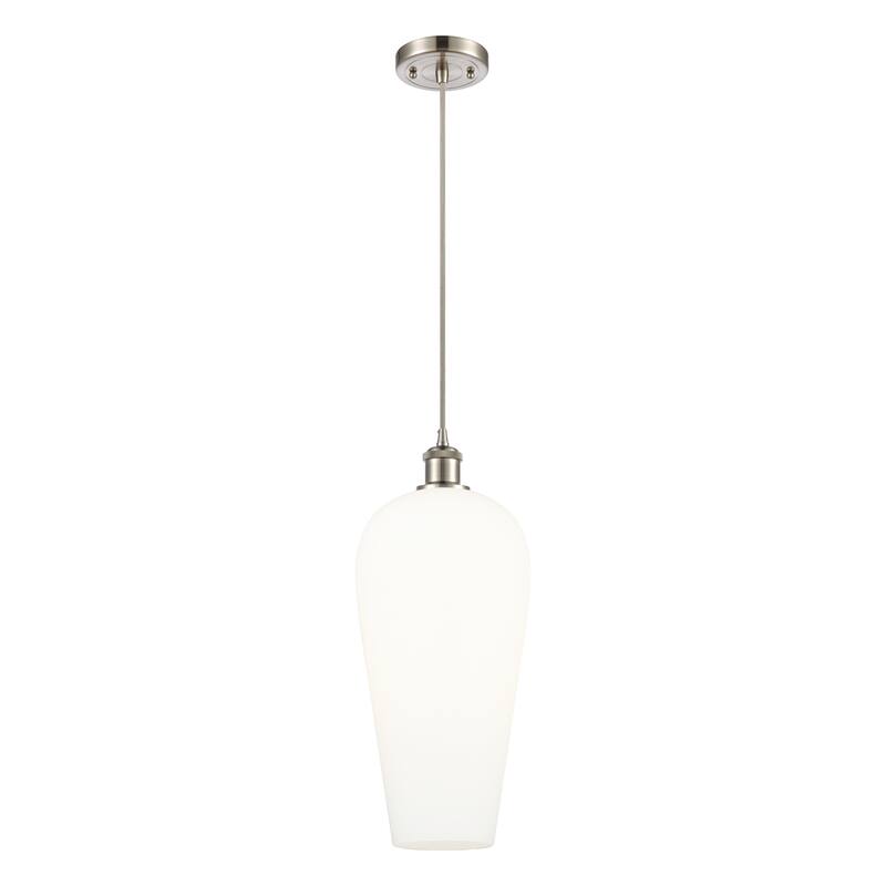 Innovations Lighting Endless Possibilities Ballston - Chelsea - 1 Light 8" Cord Hung Mini Pendant - Brushed Satin Nickel/White