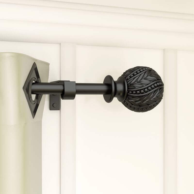 Debuono Black Adjustable Curtain Rod with Final Set