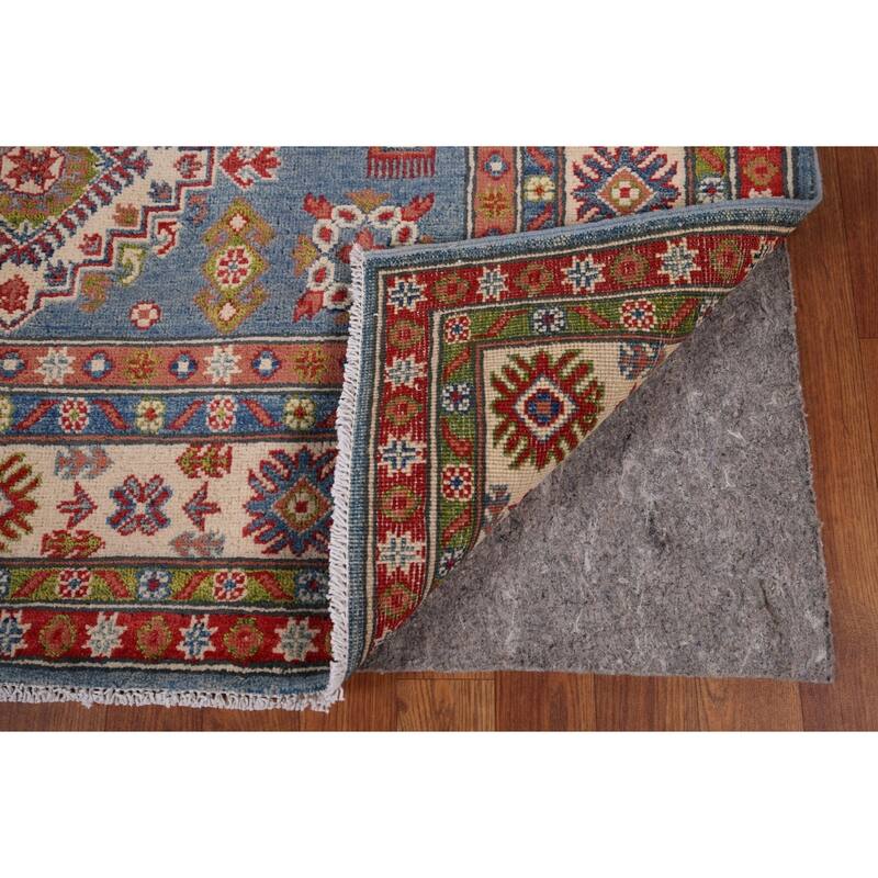 Kazak Blue Area Rug Hand-Knotted Wool Carpet - 4'11" x 6'11"