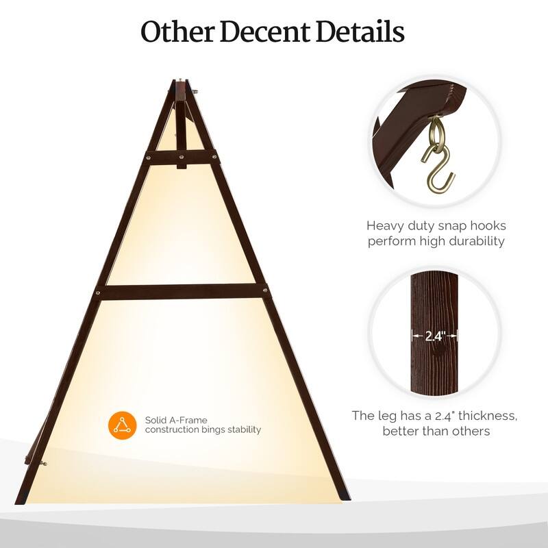 Carbonized Color Wood Swing Stand Suitable For 5ft Swing Chair - N/A