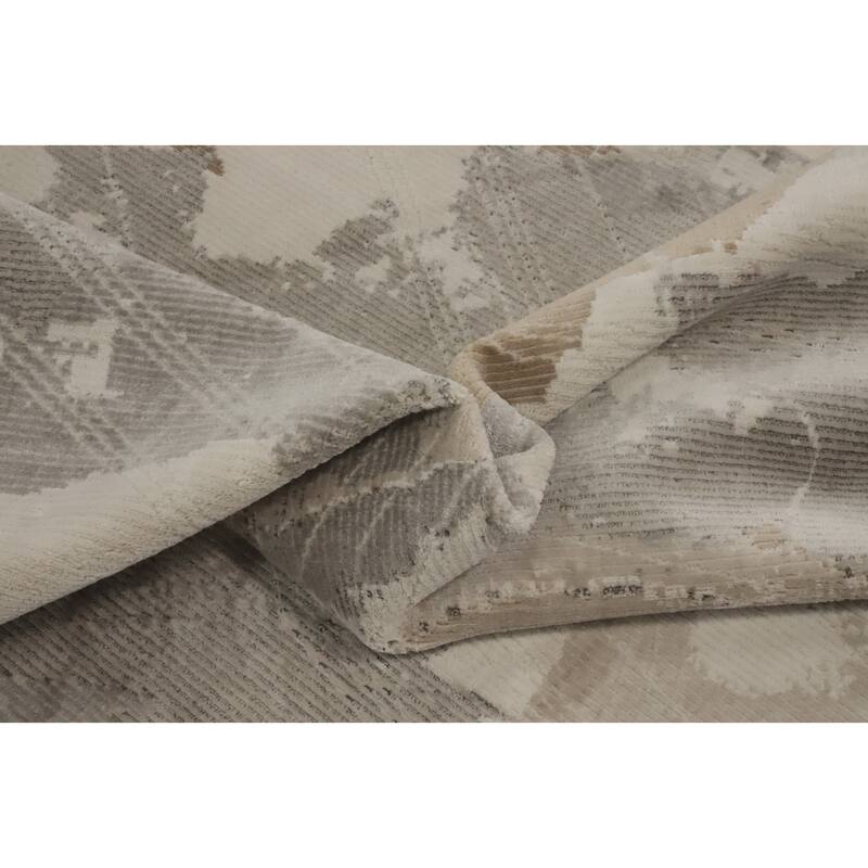 Machine Made Oriental Polyester Carpet Modern Abstract Greys & Charcoal Modern Area Rug - 7' 5'' X 5' 2''