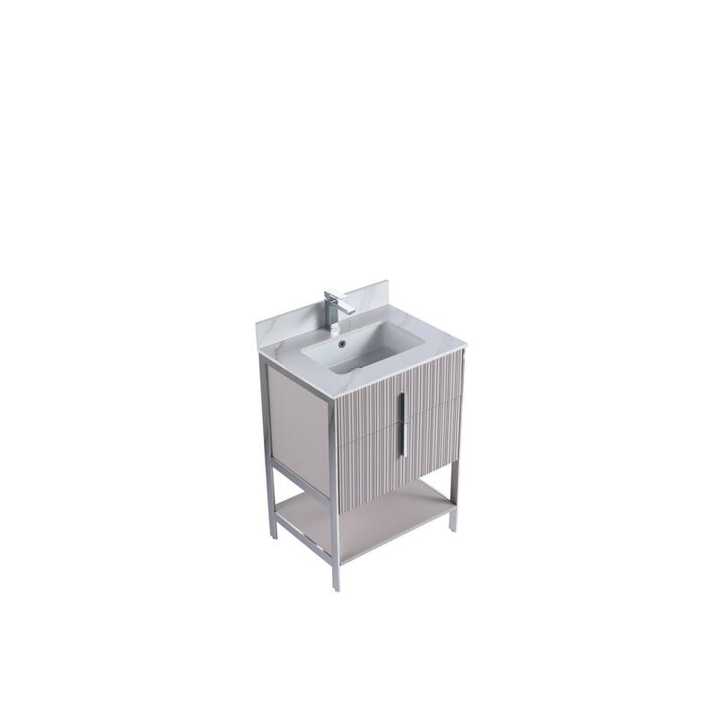 Fine Fixtures Serenity Modern Bathroom Vanity with White Carrara Stone Top