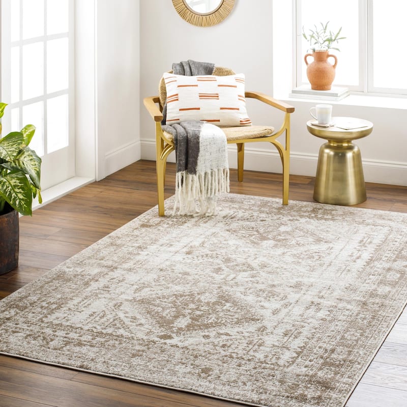 Livabliss Monte Carlo Updated Traditional Medallion Area Rug - Beige - 5' 3" x 7' 3"