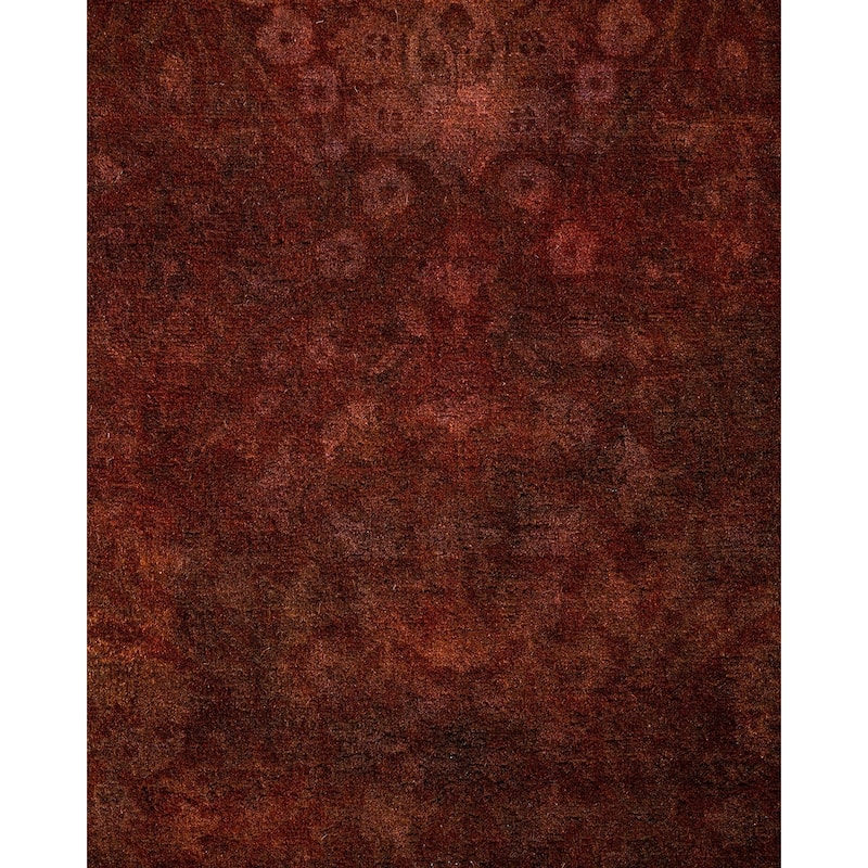 Overton Hand Knotted Wool Vintage Inspired Modern Contemporary Overdyed Brown Runner Rug - 2' 7" x 8' 5"