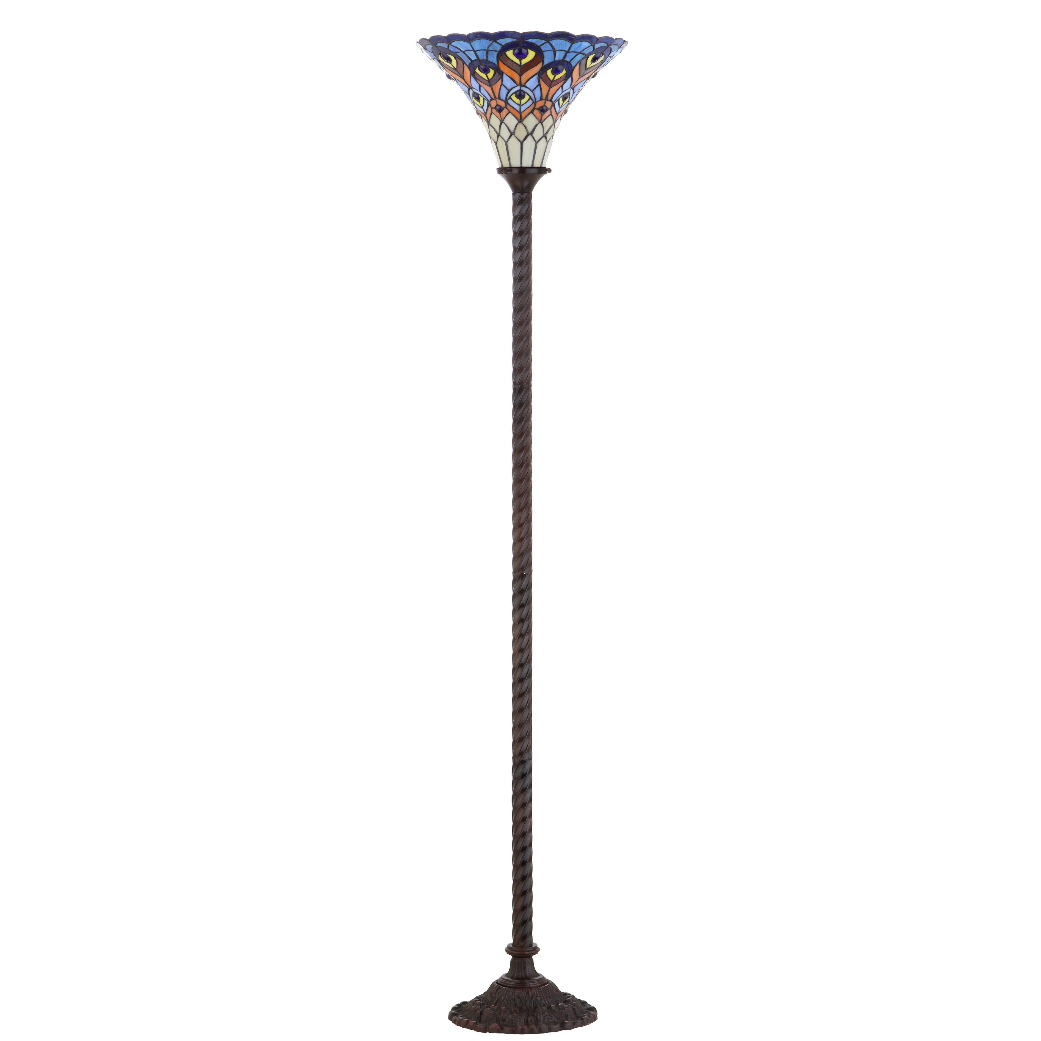 Shop Peacock Tiffany Style 70 Torchiere Led Floor Lamp Bronze By
