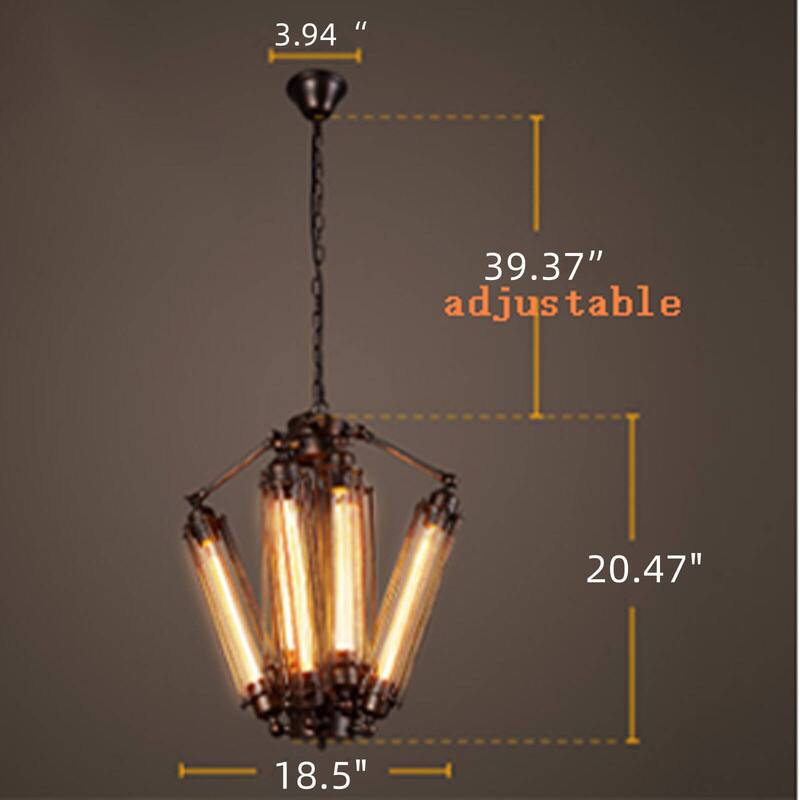 Black 8 Light Unique Pendant Steampunk Geometric Chandelier - 18.5x20.7in