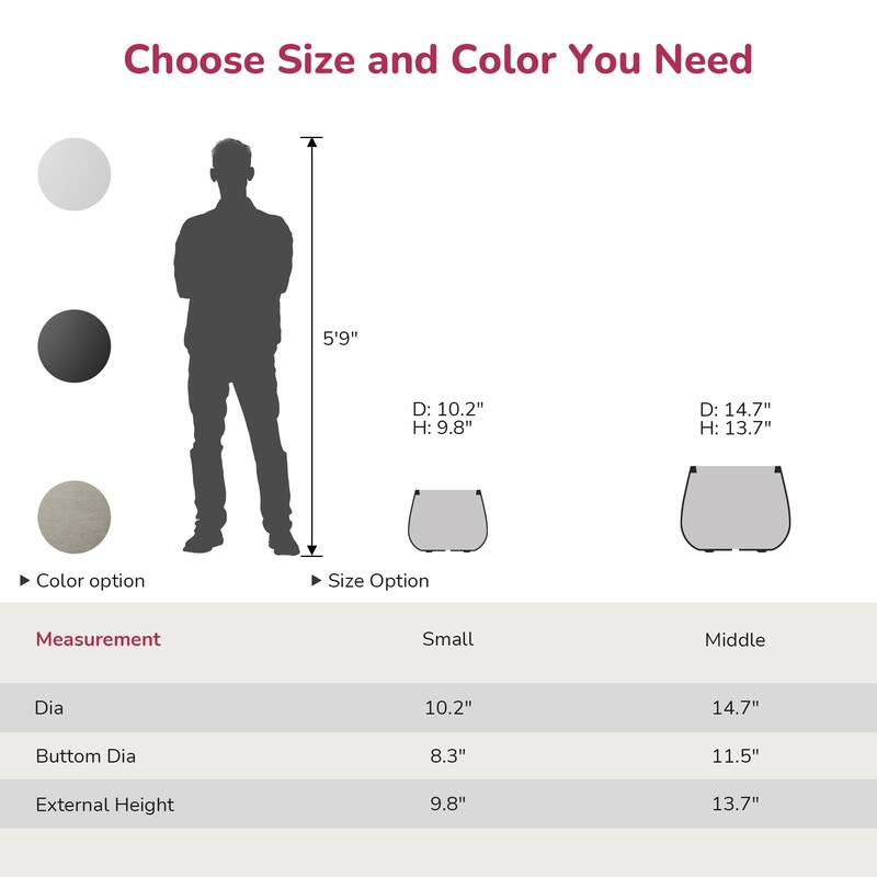 Concrete Round Planter with Drainage Holes for Indoor & Outdoor