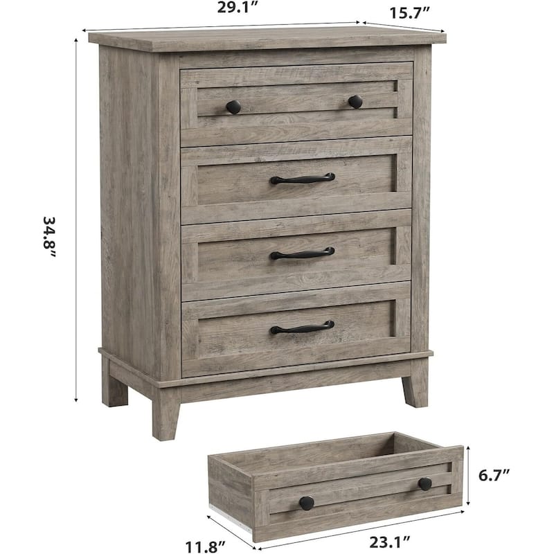 29 in 4 Drawer Dresser with Storage for Living Room, Bedroom