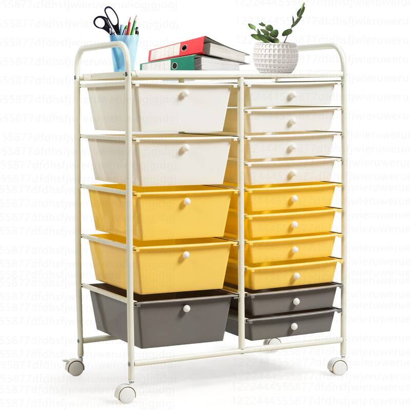 Costway 15 Drawer Rolling Storage Cart Tools Scrapbook Paper Office - See Details