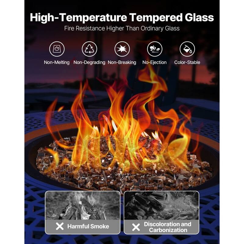 Copper Tempered Reflective Crushed Fire Glass 1/2 Inch Fire Pit Rocks - 1/2 inch