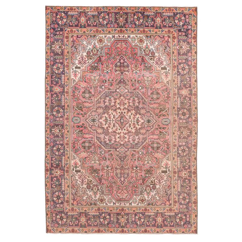 ECARPETGALLERY Hand-knotted Antalya Vintage Dark Pink Wool Rug - 6'6 x 9'8
