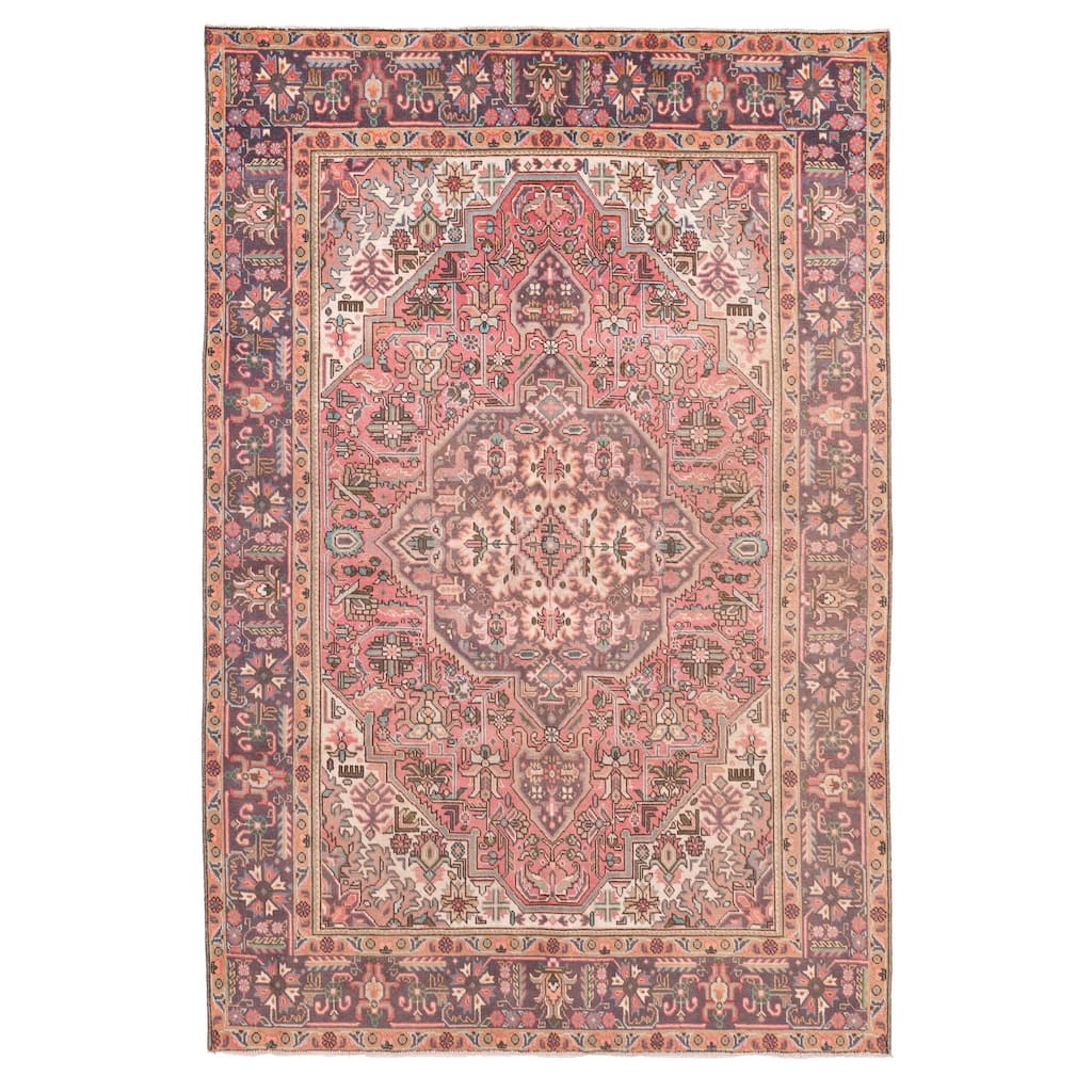 ECARPETGALLERY Hand-knotted Antalya Vintage Dark Pink Wool Rug - 6'6 x 9'8