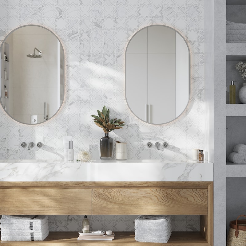 Apollo tile 10 x 10 Elysian Honed Warm White Dolomite, Calacatta Marble Tile (3.54 sq ft/case) - 5 Pack