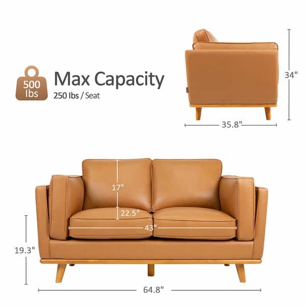dimension image slide 2 of 6, MCombo Napa Leather Couch, Leather Sofa