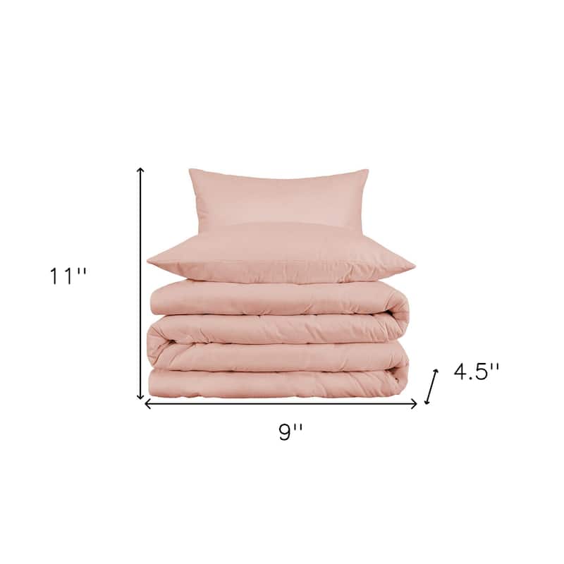 HomeRoots Blush King Cotton Blend 1000 Thread Count Washable Duvet Cover Set