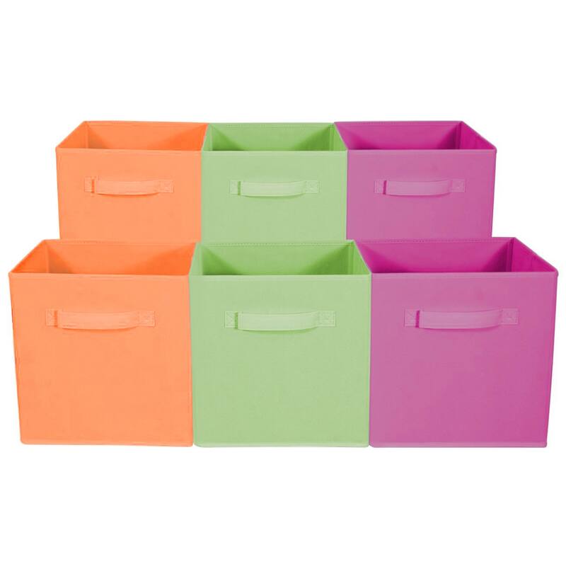 Home Storage Bundle - Drawer and Closet Bins, Purple, Green, Orange (6 Pack)