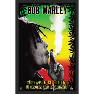 Bob Marley Smoke the Herb When You Smoke The Herb It Reveals Yourself Framed Poster - 24 x 36 Inch