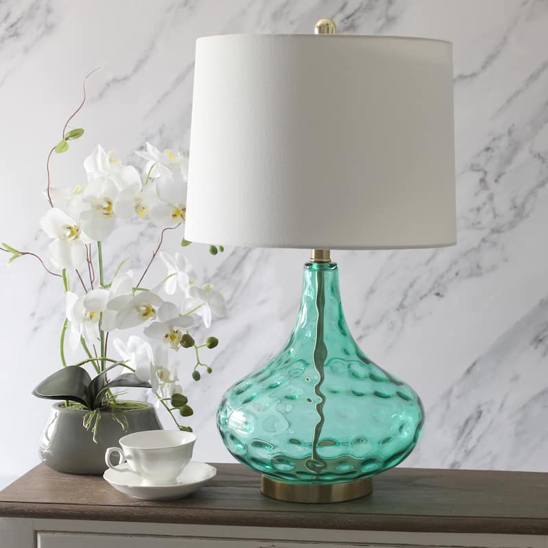 24" Modern Refined Bubbly Colored Glass Table Lamp