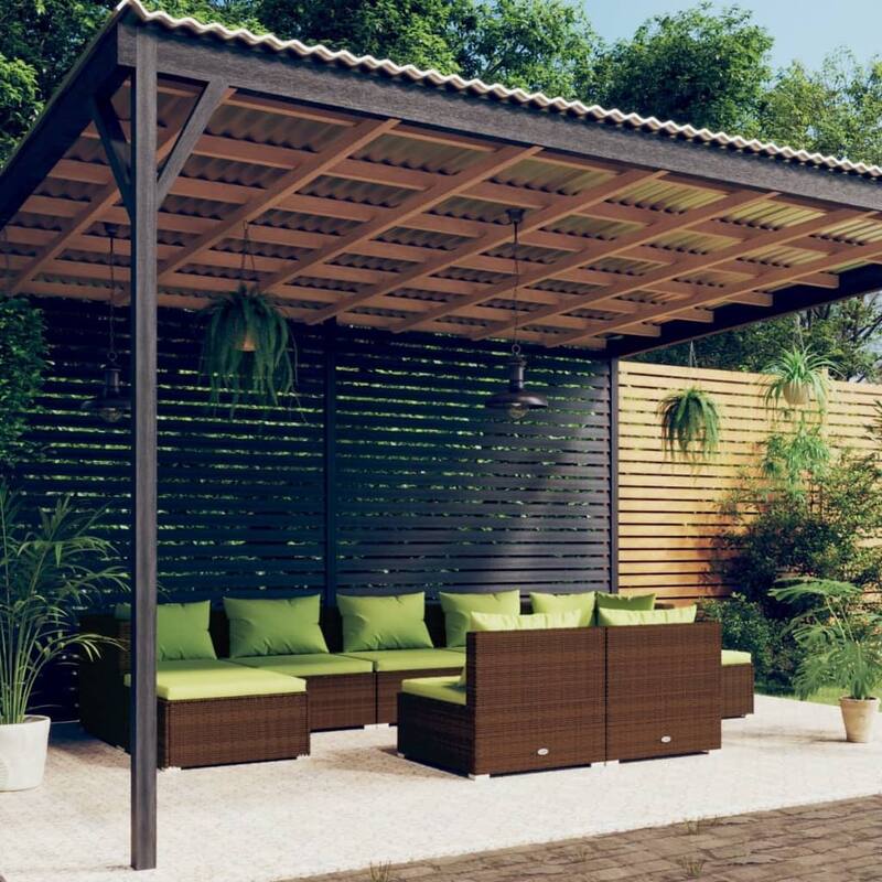 vidaXL Patio Lounge Set Outdoor Sectional Sofa Set Table Garden Poly Rattan - 27.6" x 27.6" x 23.8"