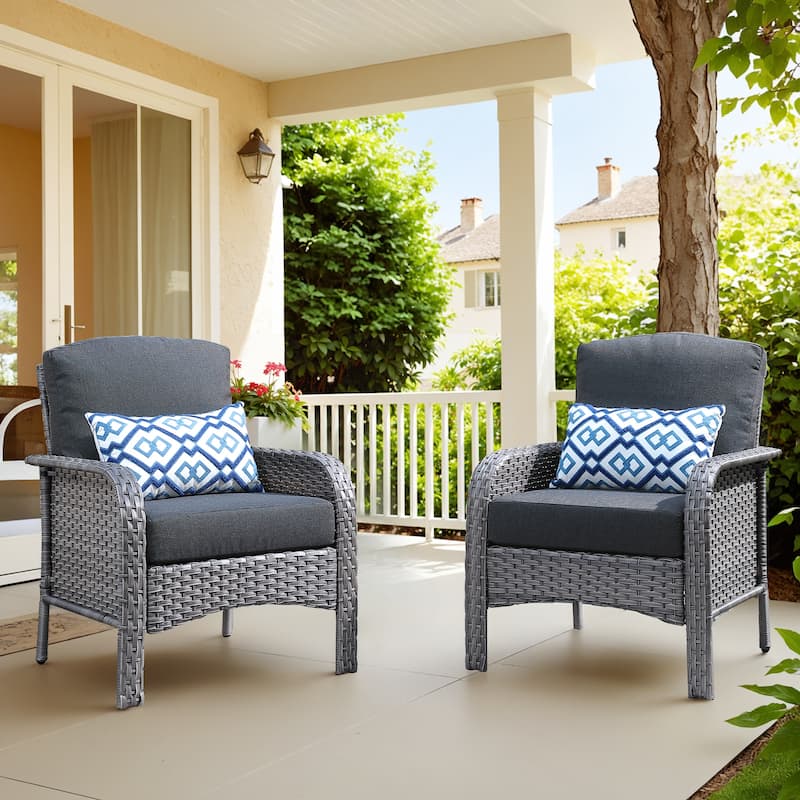 XIZZI Outdoor Patio Furniture Wicker Chair Set (Set of 2) - Black