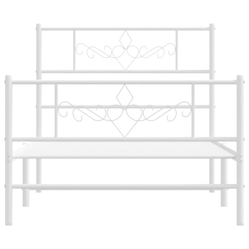 vidaXL 12 Inches White Twin XL Metal Bed Frame No Mattress - 81.5" x 41.3" x 35.4"