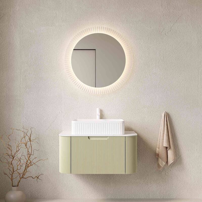 Wall Mounted Striped Bathroom Storage Cabinet with Sink