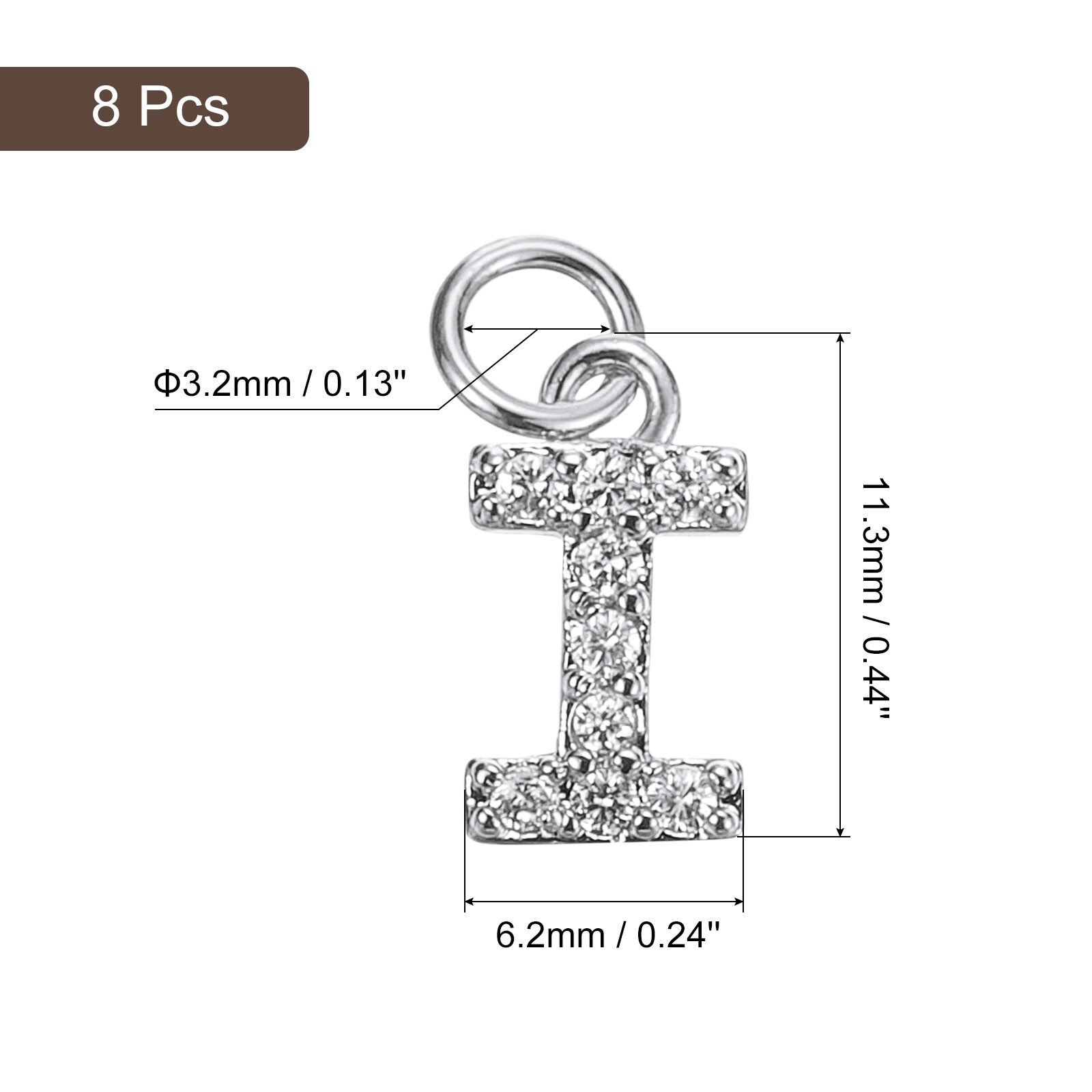 Rhinestone Letter Charm, Letter Charm Alphabet Pendants for DIY Bracelets Necklace Jewelry Making - White Gold