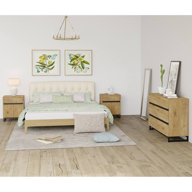 3-Piece Dresser And Nightstand Set, Dresser With 6 Drawers, 2 Nightstand for Bedroom, Bedroom Furniture Set
