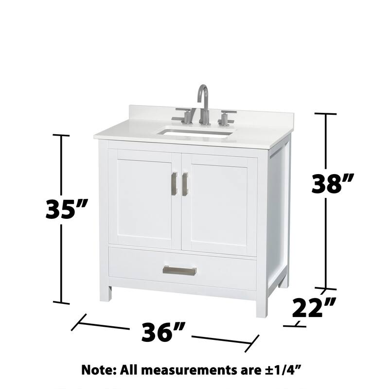 Sheffield 36-inch Single Vanity, 3 Hole Quartz Top