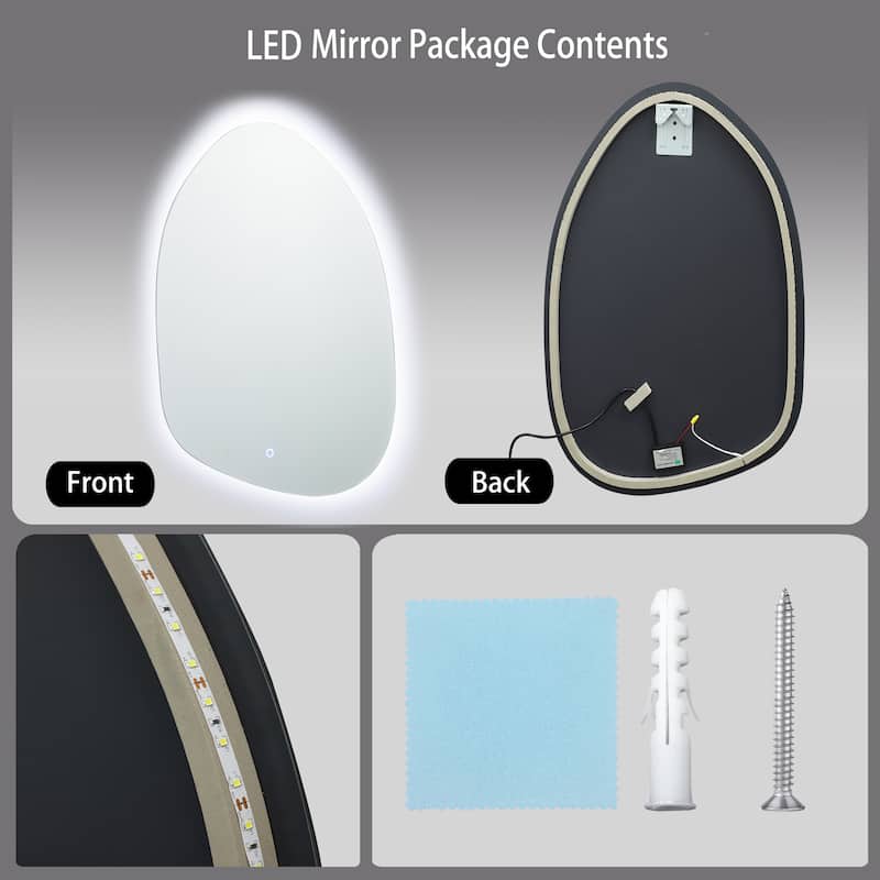 Asymmetrical Accent and Vanity Wall Mirror with Lights - 31" H x 22.8" x 1.18" D
