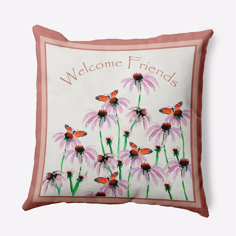 Welcome Friends Decorative Throw Pillow - Rusty Mauve - 20" x 20"