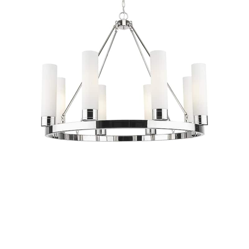 Innovations Lighting 617-8CR-28-36 Boreas Chandelier Boreas 8 Light - Polished Nickel / Striped White