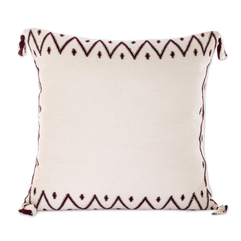 Novica Handmade Zig Zag Silhouette Cotton Throw Pillow Cover