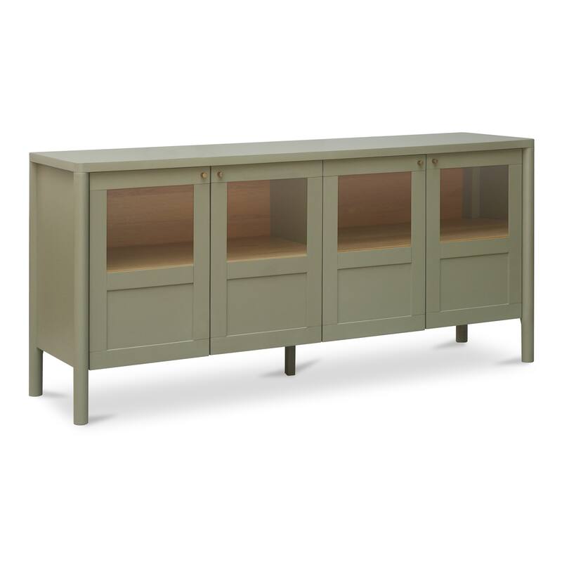 Title: NADAAL STUDIOS Delmira Sideboard, Millwork-Inspired Glass-Front Storage with Dowel Legs, Black
