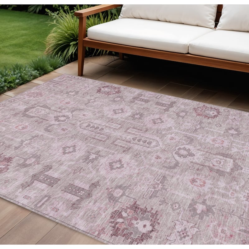HomeRoots Oriental Traditional Rectangle Outdoor Rug - 10' X 14'