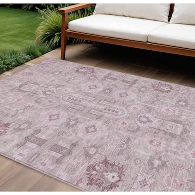 HomeRoots Oriental Traditional Rectangle Outdoor Rug