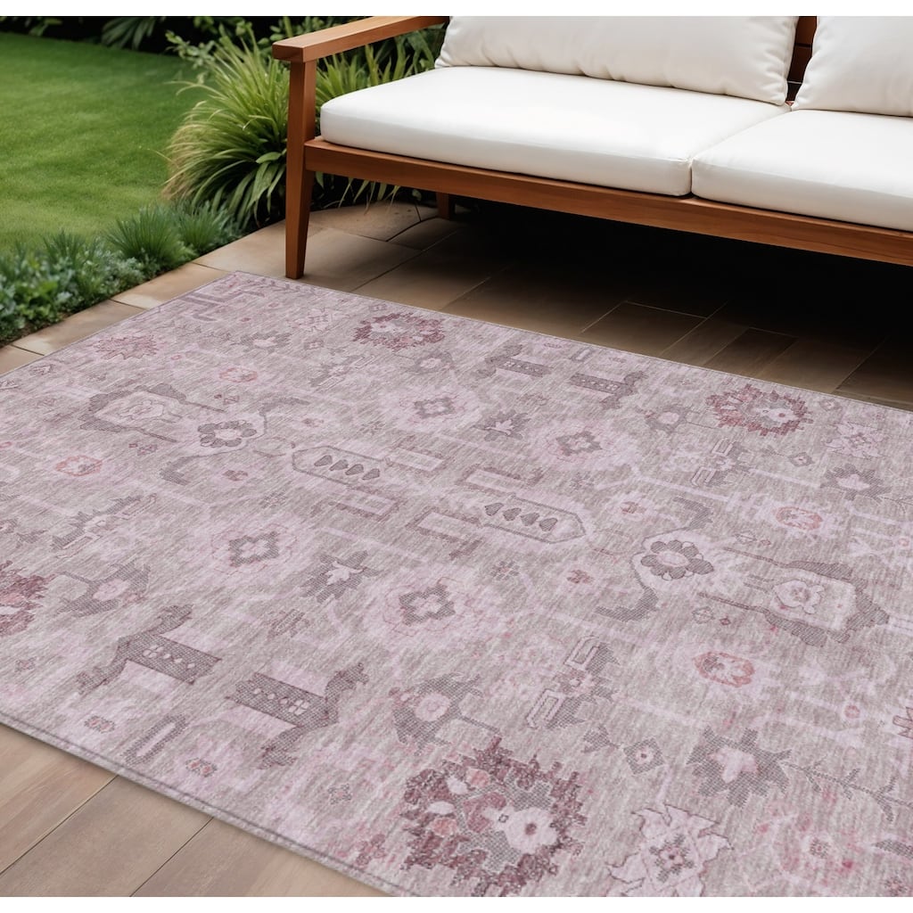 HomeRoots Oriental Traditional Rectangle Outdoor Rug