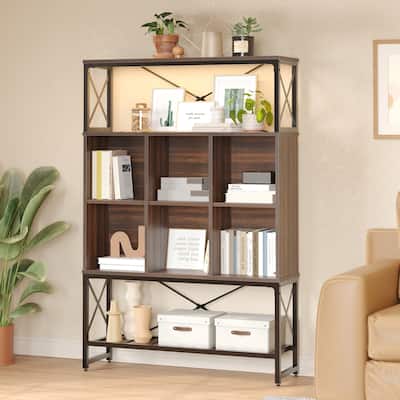 5-Shelf Bookcase with LED 6 Cubes Bookshelf with Adjustable shelves - 63 x 43 inches