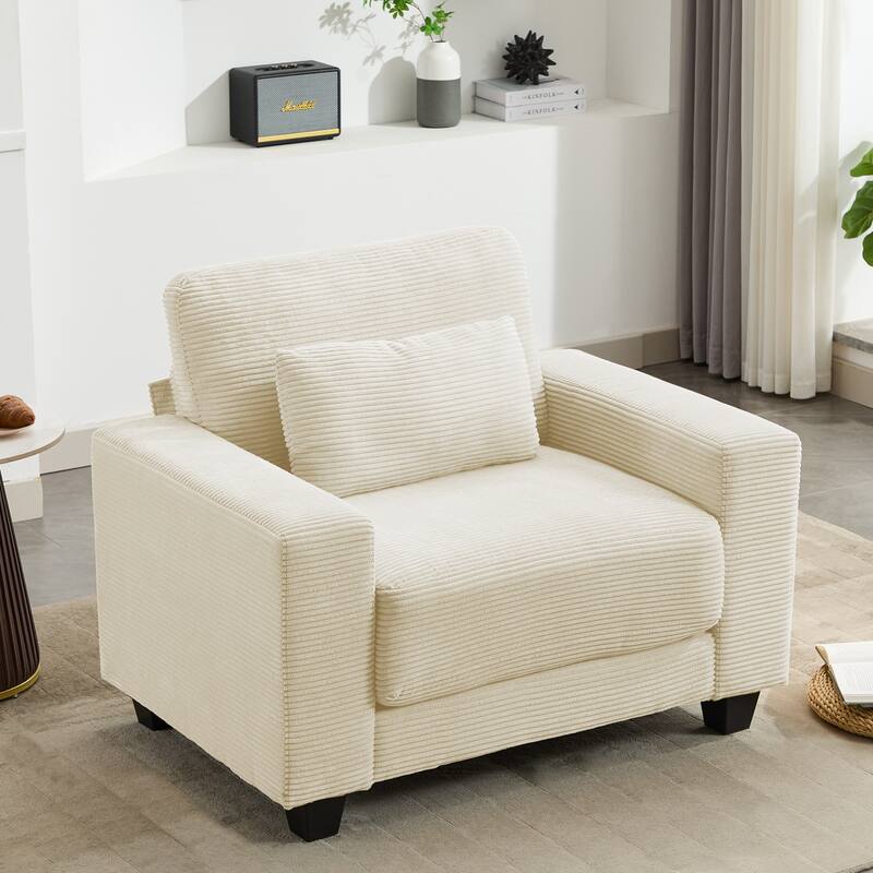 Corduroy Widened Single Sofa Chair, A Extra Lumbar Pillow